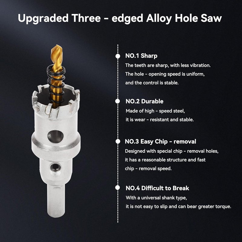 Henvo Hole Saw 2-1/16" (52mm) Heavy Duty Carbide with 2 Pilot Drill Bits - Metal Hole Cutter Cuts Stainless Steel, Iron, Copper, Brass, Plastic - Image 4